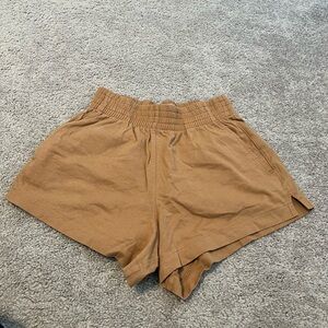 Everlane Tan High Waist Shorts with Elastic Waistband